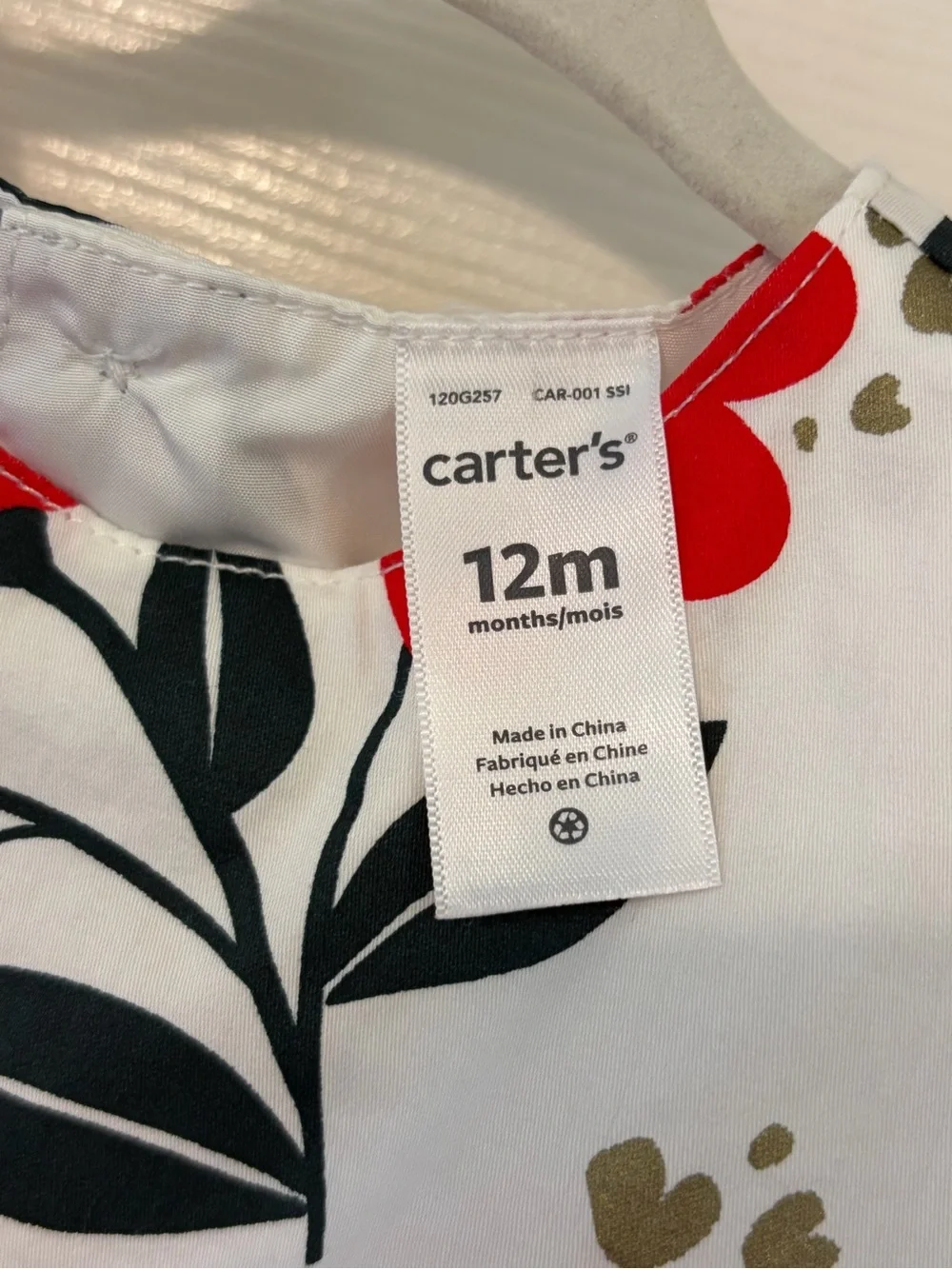 Carter's Baby Girl Floral Dress 12 Months Red White Holiday Party Bow